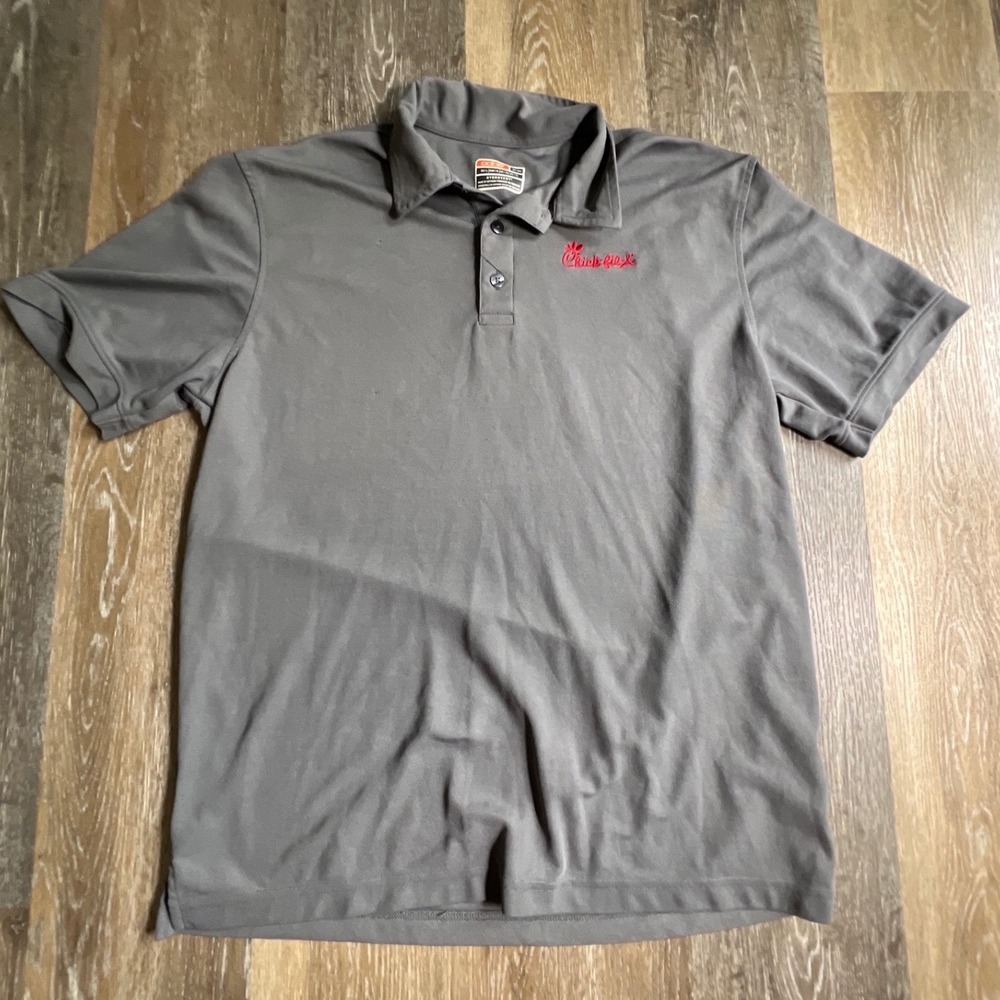Oobe Polo Shirt Mens Large Gray Chick-fil-A Hydrovent Short Sleeve Workwear